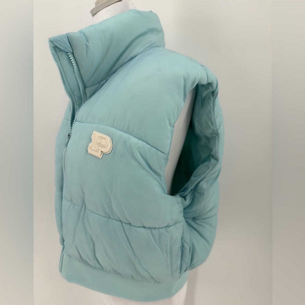 Victoria's Secret XL Sky Blue Puffer Vest PINK cozy quilted outerwear winter - Picture 2 of 7